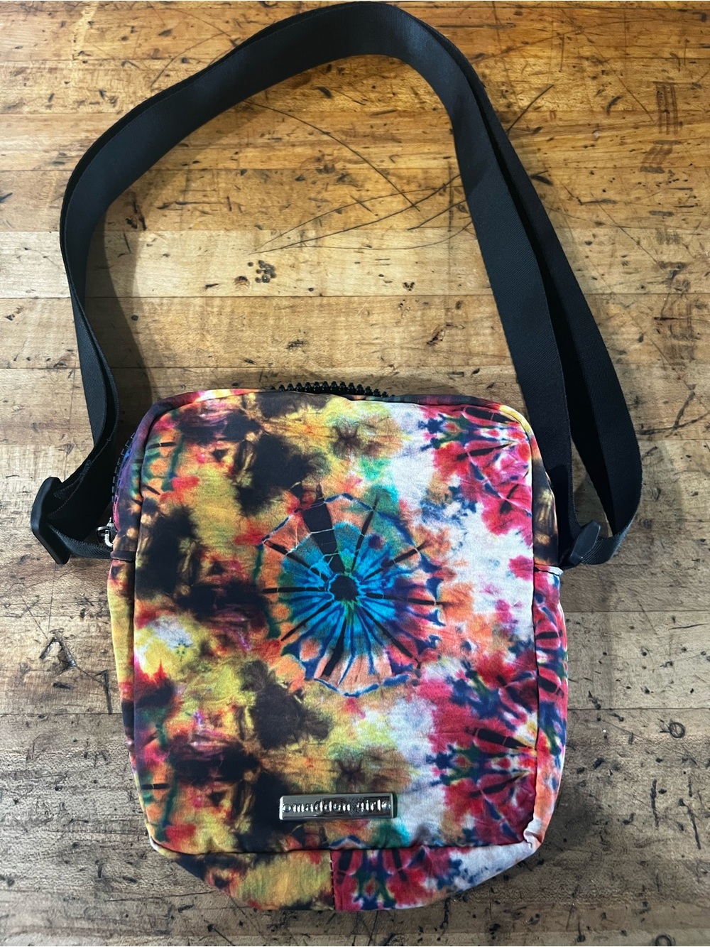 Madden Girl Multicolor Tie-Dye Crossbody with Black Strap
